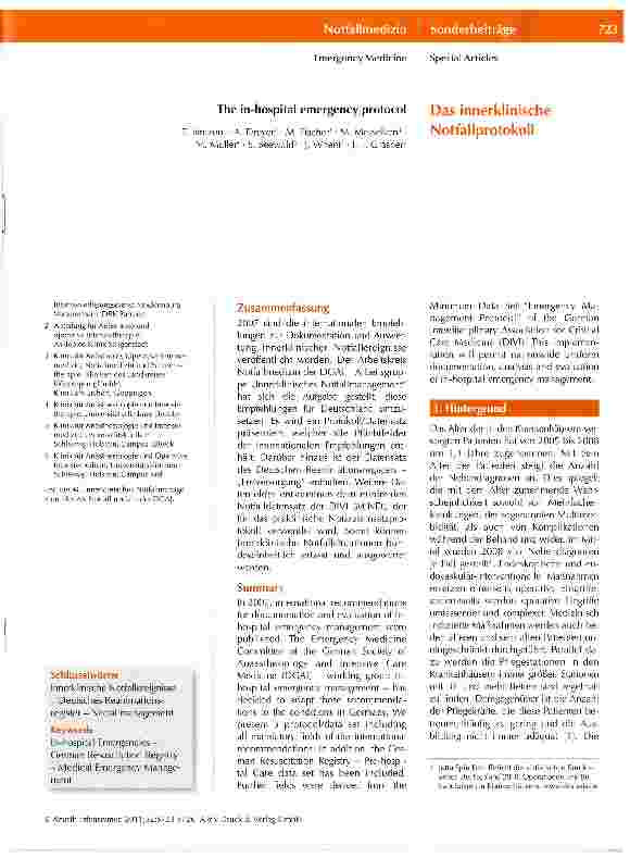 Vorschauseite 1: Das innerklinische Notfallprotokoll