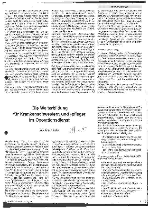 Vorschauseite 3: Lernziele und Beurteilung für den Einsatz von Mitarbeitern und Auszubildenden im Operationsdienst