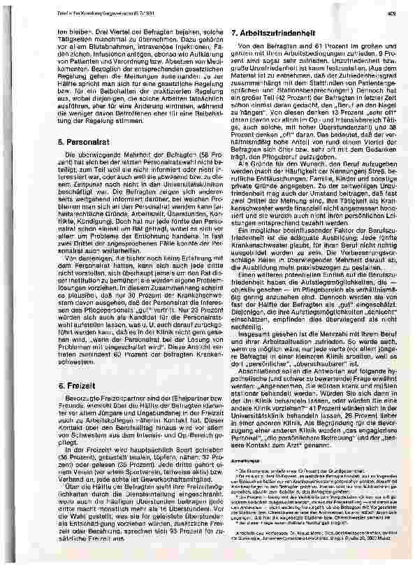 Vorschauseite 6: Zur Berufssituation des Pflegepersonals