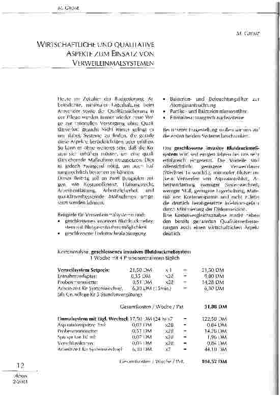 Vorschauseite 1: Wirtschaftliche und qualitative Aspekte zum Einsatz von Verweileinmalsystemen