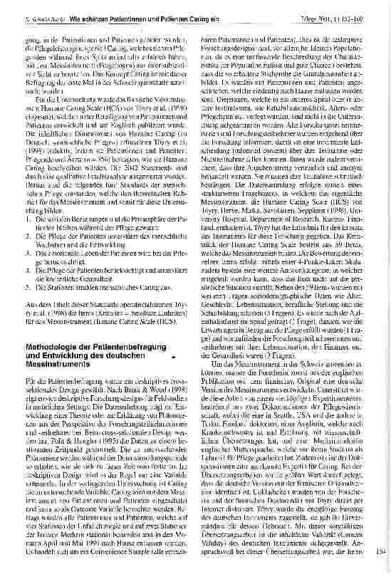 Vorschauseite 3: Wie schätzen Patientinnen und Patienten Caring ein, welches sie von Pflegenden erfahren haben?