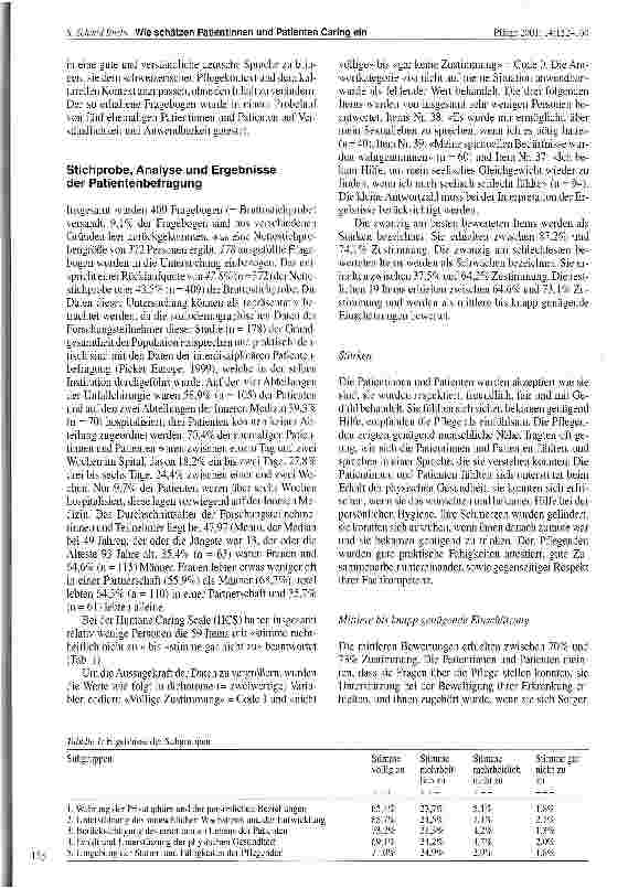Vorschauseite 4: Wie schätzen Patientinnen und Patienten Caring ein, welches sie von Pflegenden erfahren haben?