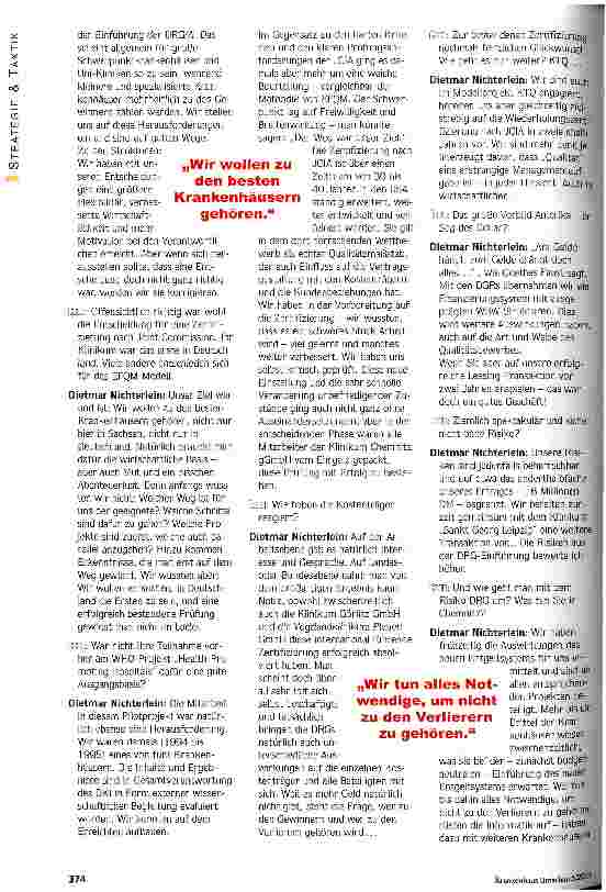 Vorschauseite 2: Mit Blick auf die erste Liga Klinikum Chemnitz: Innovative Schritte an der strategischen Linie entlang