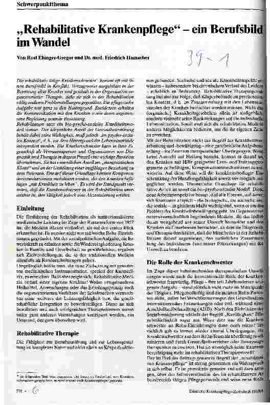 Vorschauseite 1: Rehabilitative Krankenpflege - ein Berufsbild im Wandel