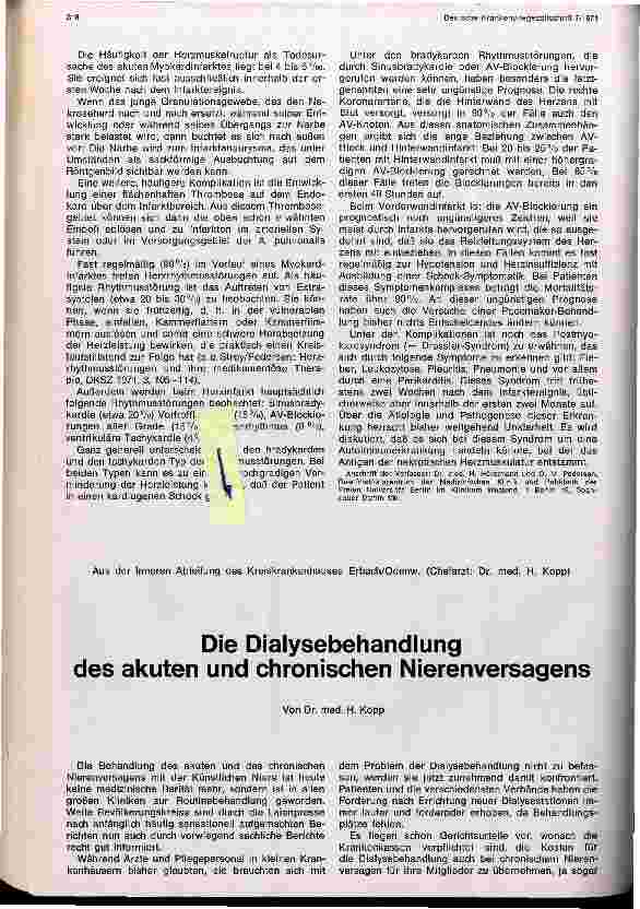 Vorschauseite 1: Die Dialysebehandlung des akuten und chronischen Nierenversagens
