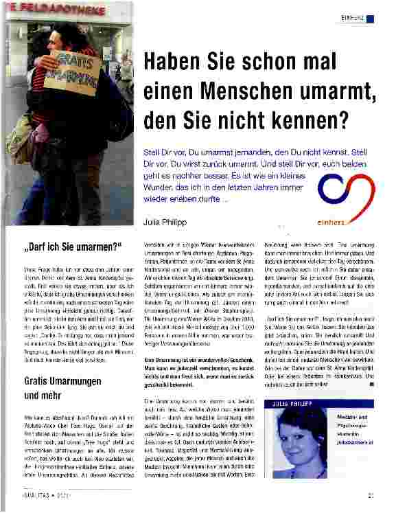 Vorschauseite 1: Haben Sie schon mal einen Menschen umarmt, den Sie nicht kennen?