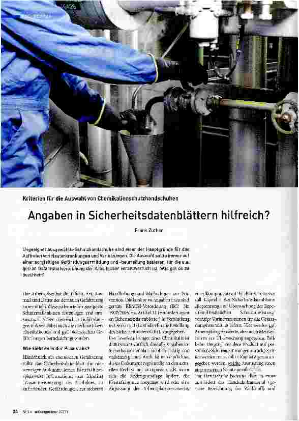 Vorschauseite 1: Angaben in Sicherheitsdatenblättern hilfreich?