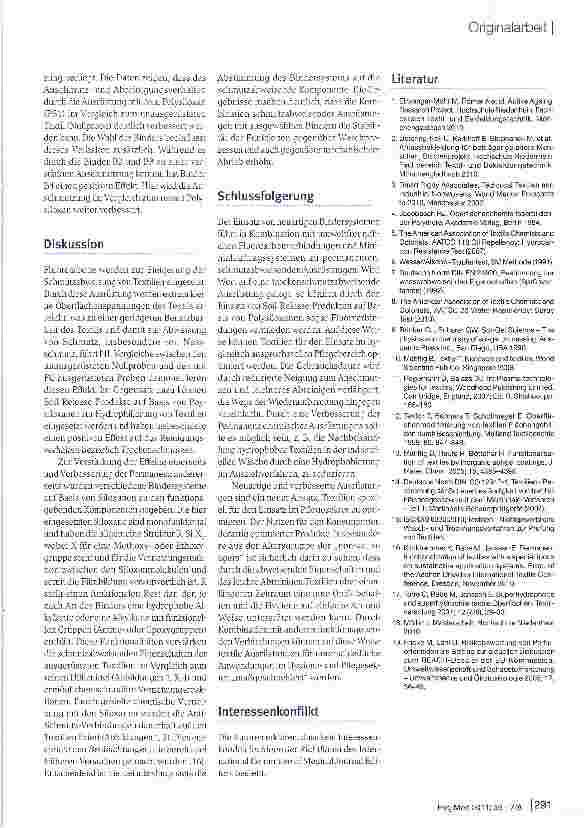 Vorschauseite 5: Einfluss von Sol-Gel-Binder-systemen auf die Haltbarkeit schmutzabweisender Effekte von Textilien