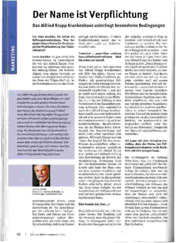 Vorschauseite 1: Der Name ist Verpflichtung