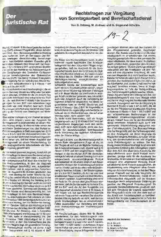 Vorschauseite 1: Rechtsfragen zur Vergütung von Sonntagsarbeit und Bereitschaftsdienst