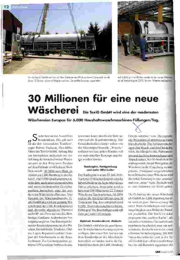 Vorschauseite 1: 30 Millionen für eine neue Wäscherei