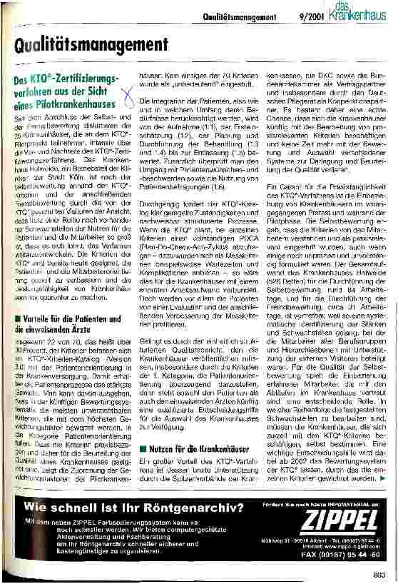 Vorschauseite 1: Das KTQ-Zertifizierungsverfahren aus der Sicht eines Pilotkrankenhauses