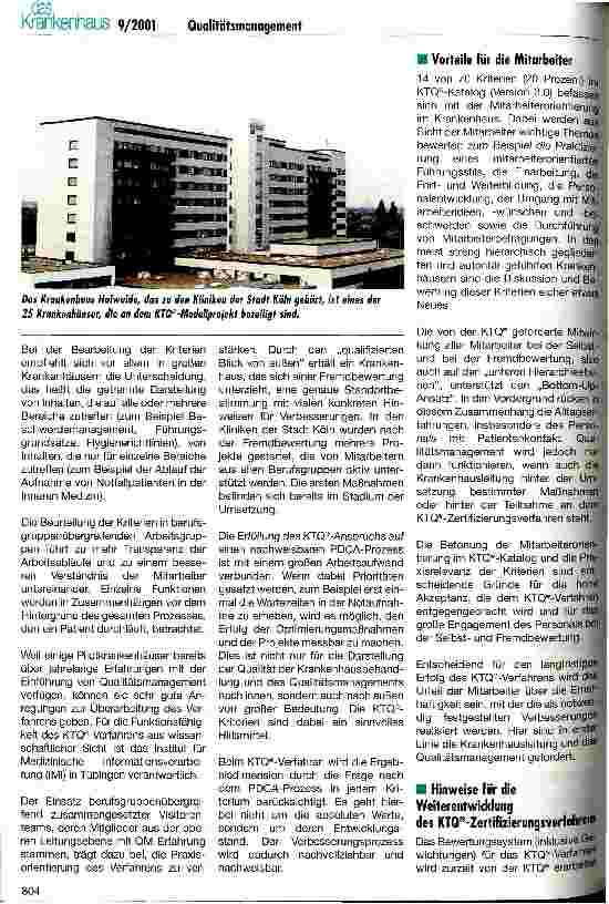 Vorschauseite 2: Das KTQ-Zertifizierungsverfahren aus der Sicht eines Pilotkrankenhauses