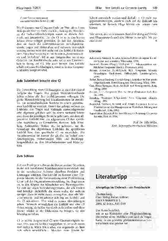 Vorschauseite 4: Vom Leitbild zur Corporate Identity Soziale Einrichtungen brauchen ein Profil