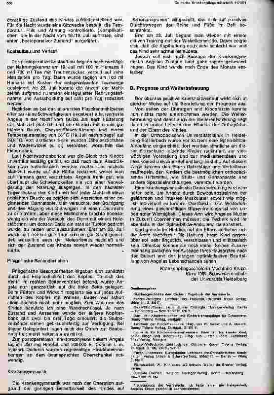 Vorschauseite 6: Bericht über die Pflege eines Kindes das sofort nach der Geburt wegen einer Myelomeningozele operiert wurde