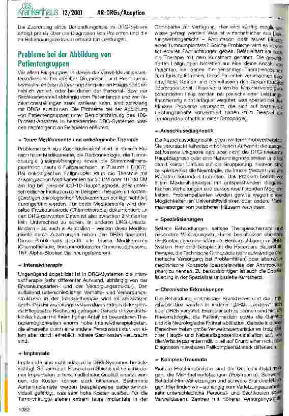 Vorschauseite 2: Adaption des AR-DRG-Systems an die deutsche Behandlungswirklichkeit