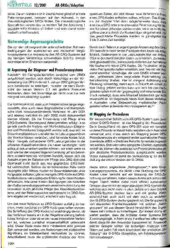 Vorschauseite 4: Adaption des AR-DRG-Systems an die deutsche Behandlungswirklichkeit
