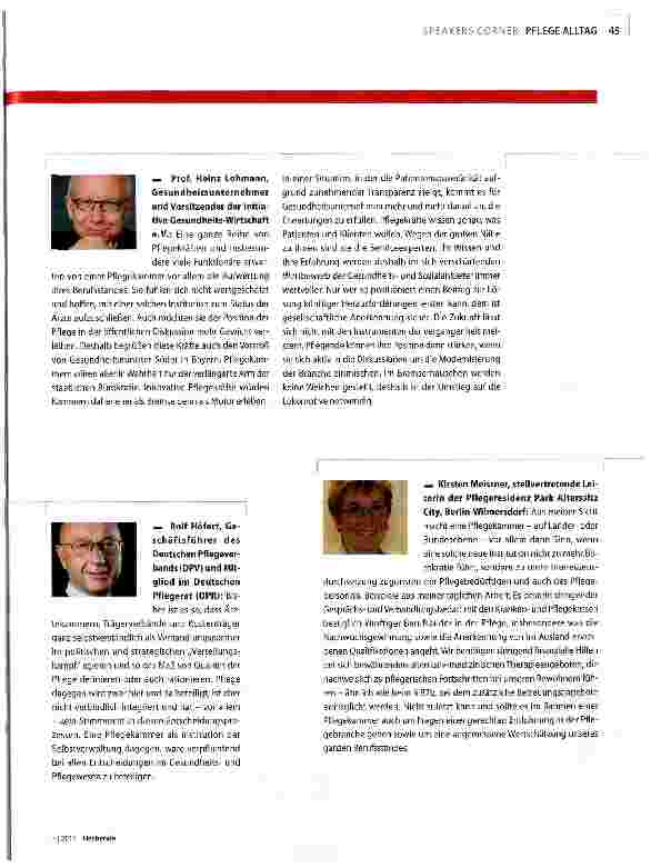 Vorschauseite 2: DAS MEINEN DIE EXPERTENWie viel Kammer braucht die Pflege?