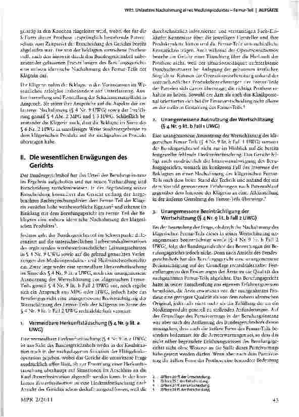 Vorschauseite 2: Unlautere Nachahmung eines Medizinproduktes -Femur-Teil