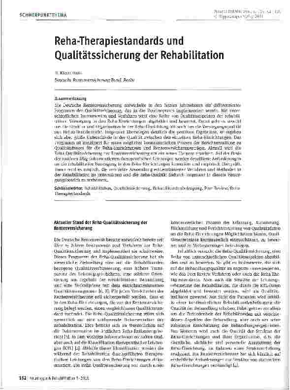 Vorschauseite 1: Reha-Therapiestandards und Qualitätssicherung der Rehabilitation
