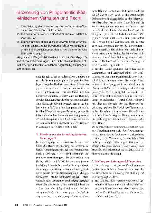Vorschauseite 4: Pflegefachliche Fürsorge oder verselbstständigte Routine?Freiheitseinschränkende Maßnahmen in Heimen und Genehmigungspraxis der Betreuungsgerichte