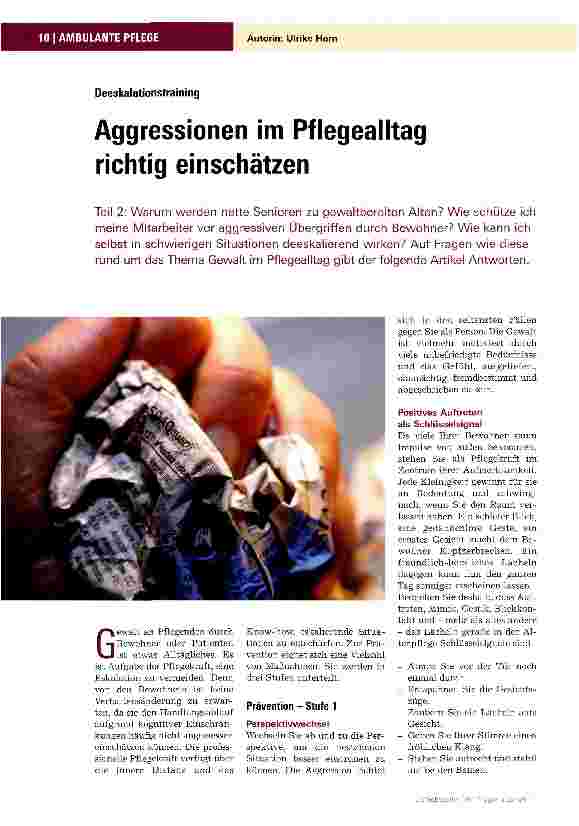 Vorschauseite 1: DeeskalationstrainingAggressionen im Pflegealltag richtig einschätzen
