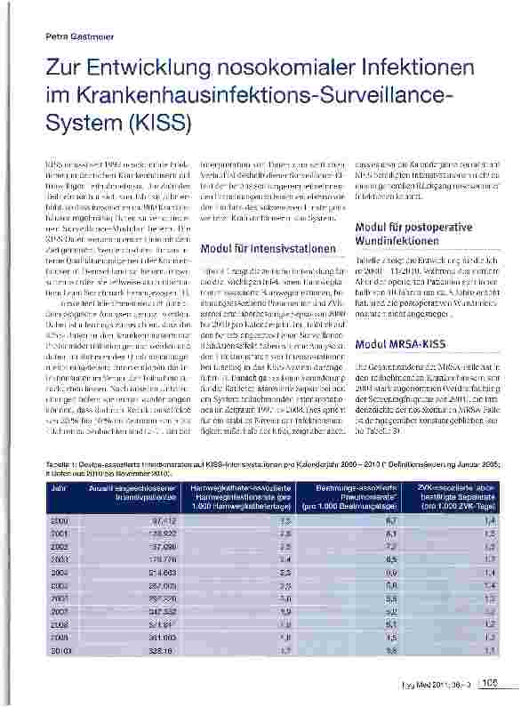 Vorschauseite 1: Zur Entwicklung nosokomialer Infektionen im Krankenhausinfektions-Surveillance-System (KlSS)