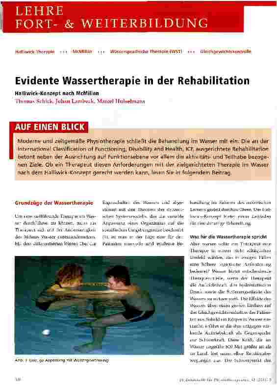 Vorschauseite 1: Evidente Wassertherapie in der Rehabilitation