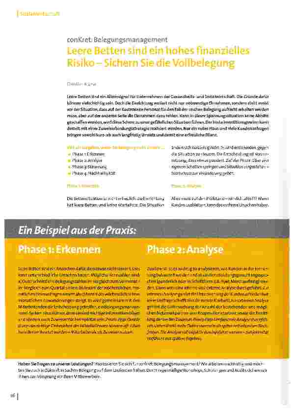 Vorschauseite 1: Leere Betten sind ein hohes finanzielles Risiko - Sichern Sie die Vollbelegung