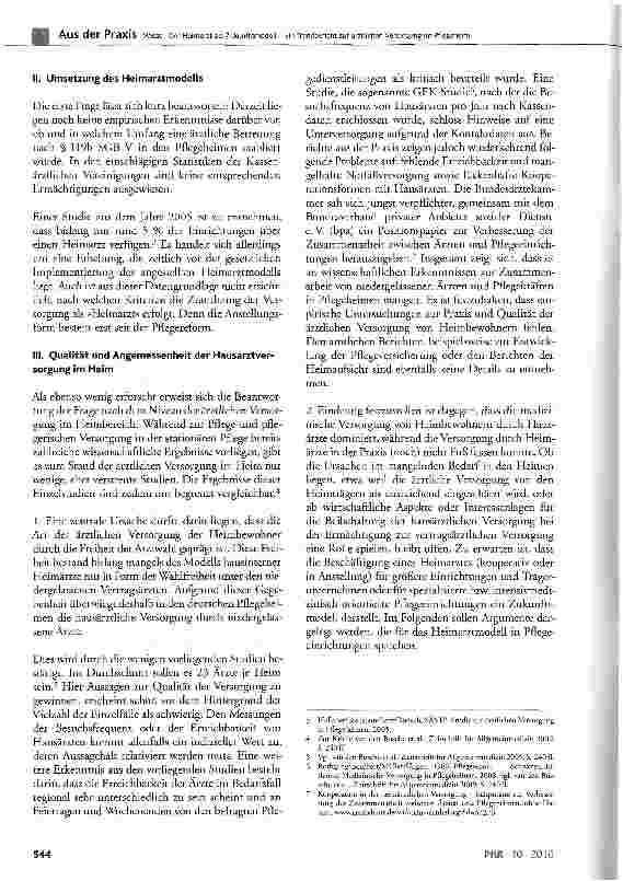Vorschauseite 2: Der Heimarzt als Zukunftsmodell - Ein Trendbericht zur ärztlichen Versorgung im Pflegeheim