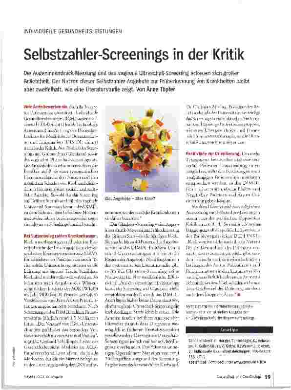 Vorschauseite 1: Selbstzahler-Screenings in der Kritik