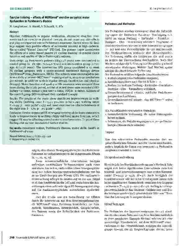Vorschauseite 2: Forced Exercise-Auswirkungen eines MOTOmed®-Trainings auf parkinsontypische motorische Dysfunktionen