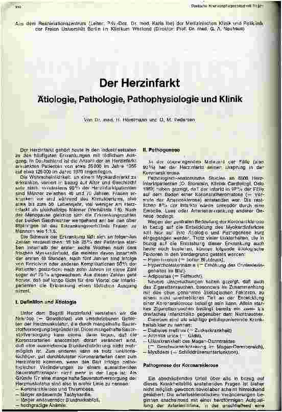 Vorschauseite 1: Der Herzinfarkt Ätiologie, Pathologie, Pathophysiologie und Klinik