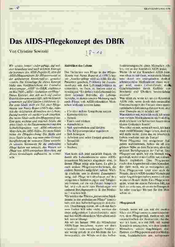 Vorschauseite 1: Das AIDS-Pflegekonzept des DBfK