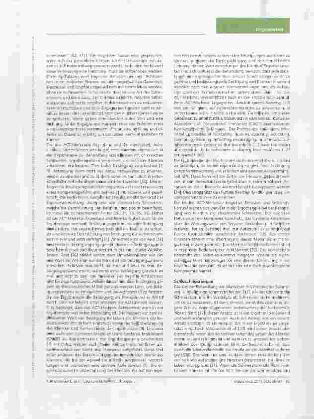 Vorschauseite 6: „Cognitive Behavioural Therapy und „Acceptance and CommitmentTherapy in der Ergotherapie bei Klienten mit chronischen Schmerzen