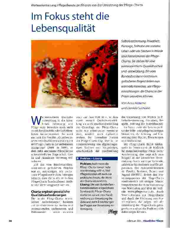 Vorschauseite 1: Werteorientierung: Pflegedienste profitieren von der Umsetzung der Pflege-Charta
