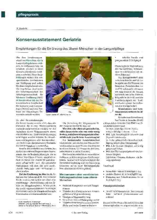 Vorschauseite 1: Konsensusstatement Geriatrie