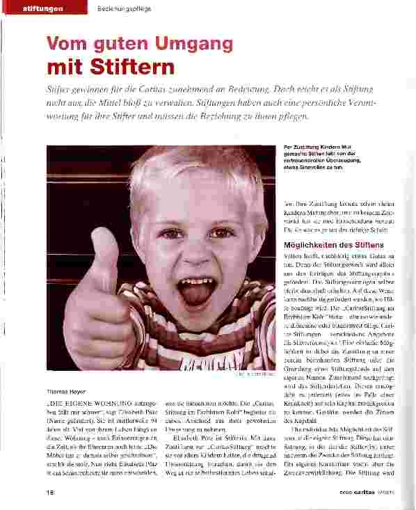 Vorschauseite 1: Vom guten Umgang mit Stiftern