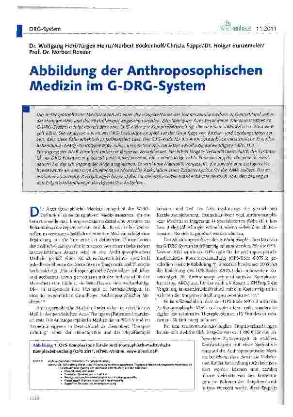 Vorschauseite 1: Abbildung der Anthroposophischen Medizin im G-DRG-System