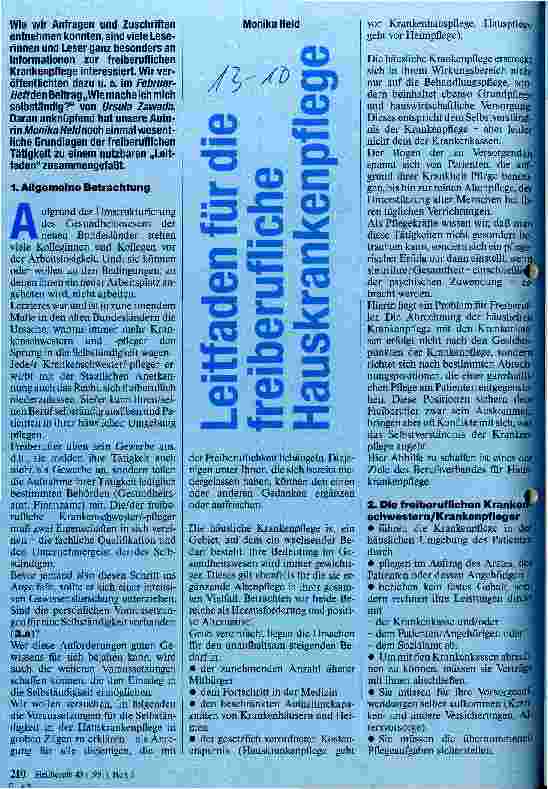 Vorschauseite 1: Leitfaden für die freiberufliche Hauskrankenpflege