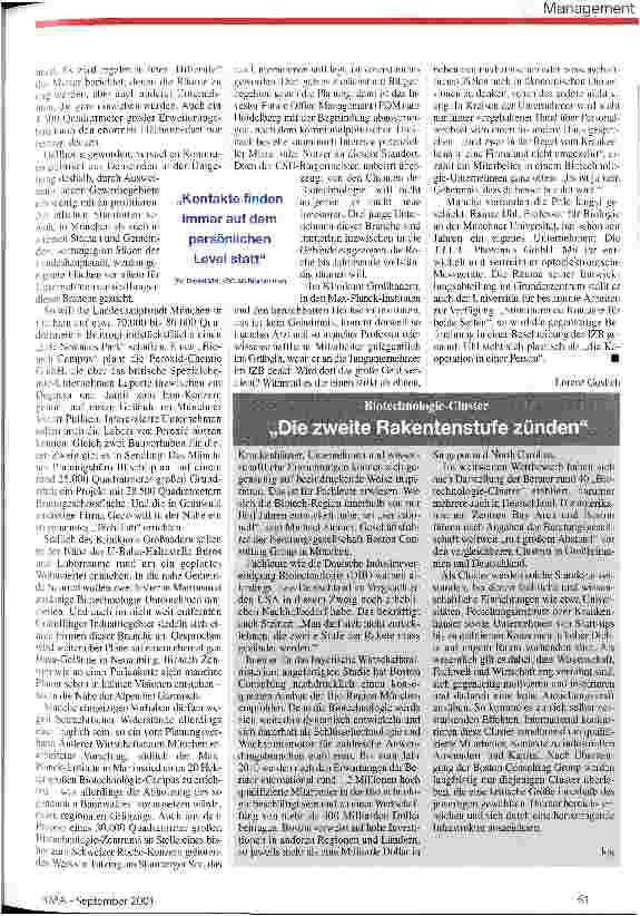 Vorschauseite 4: Zweckbündnis mit Campusatmosphäre Biotechzentrum Martinsried