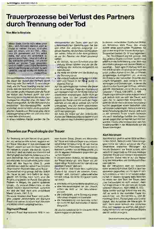 Vorschauseite 1: Trauerprozesse bei Verlust des Partners durch Trennung oder Tod