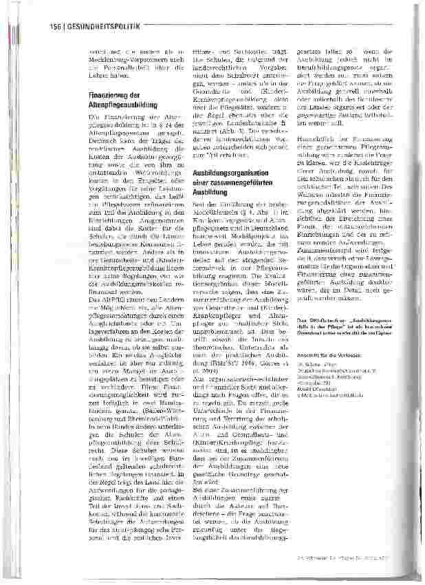 Vorschauseite 5: DKI-GutachtenOrganisation und Finanzierung der Pflegeausbildung heute
