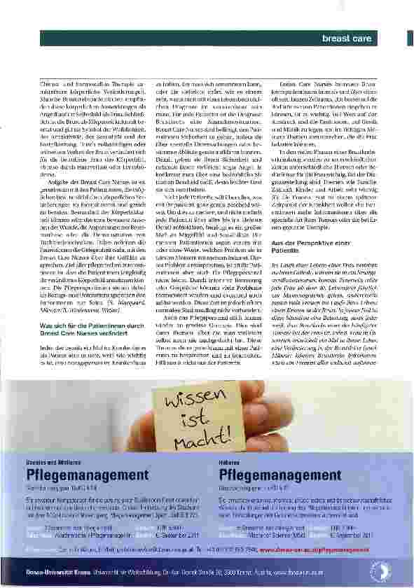 Vorschauseite 4: Breast Care NurseDie Bedeutung in Brustgesundheitszentren