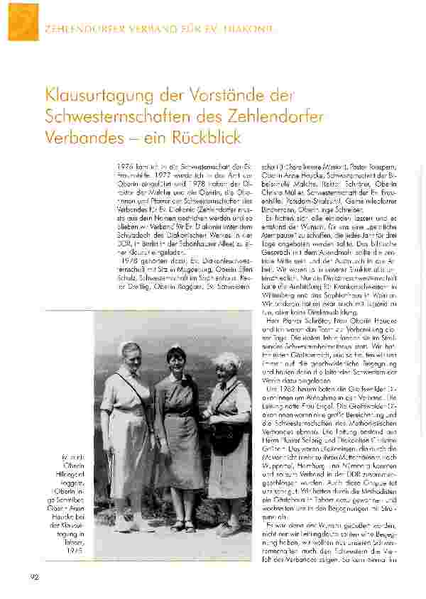 Vorschauseite 1: Klausurtagung der Vorstände der Schwesternschaften des Zehlendorfer Verbandes - ein Rückblick