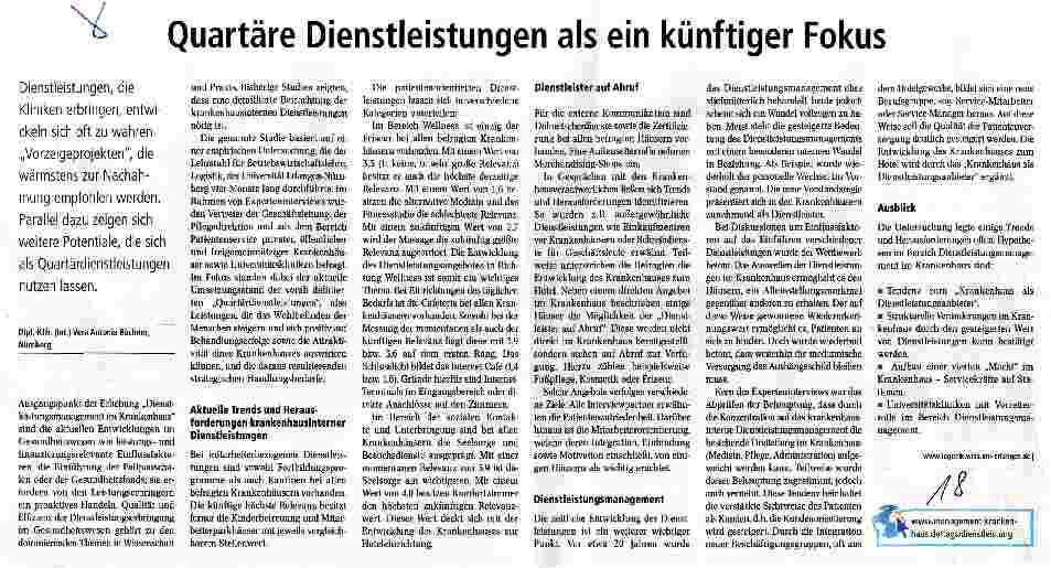 Vorschauseite 1: Quartäre Dienstleistungen als ein künftiger Fokus