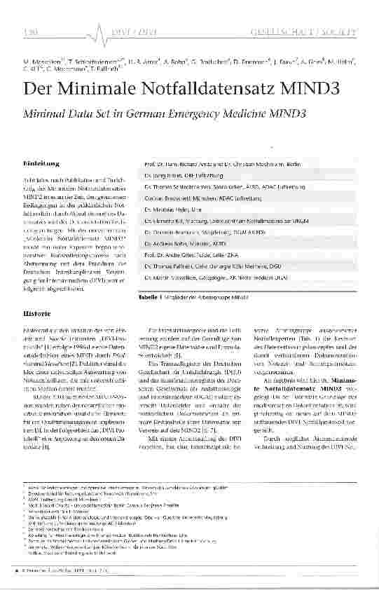 Vorschauseite 1: Der Minimale Notfalldatensatz MIND3
