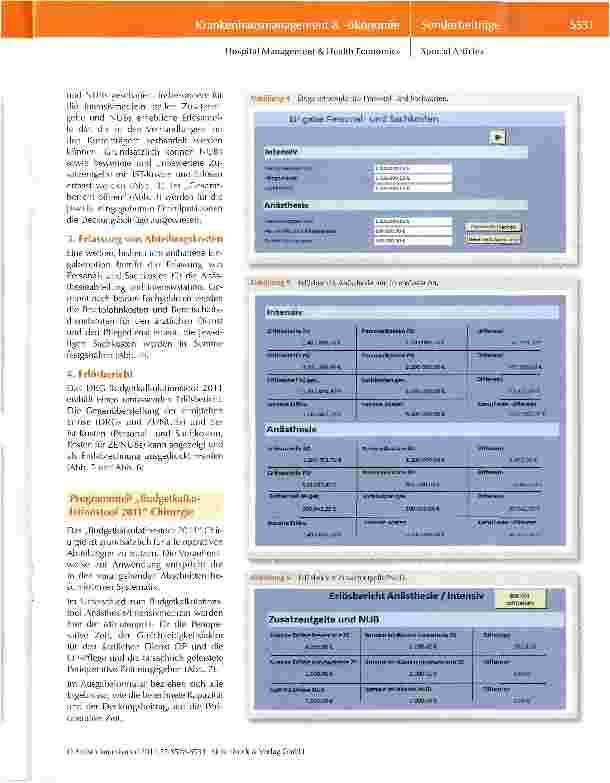 Vorschauseite 4: Weiterentwicklung der Budgetkalkulationstools 2011