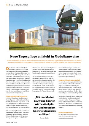 Vorschauseite 1: Neue Tagespflege entsteht in Modulbauweise
