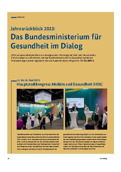 Vorschauseite 1: Jahresrückblick 2023: Das Bundesministerium für Gesundheit im Dialog